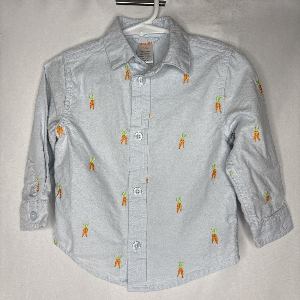Gymboree Toddler Boy 12-18m Carrot Button Up Dress Shirt Easter Holiday Spring
